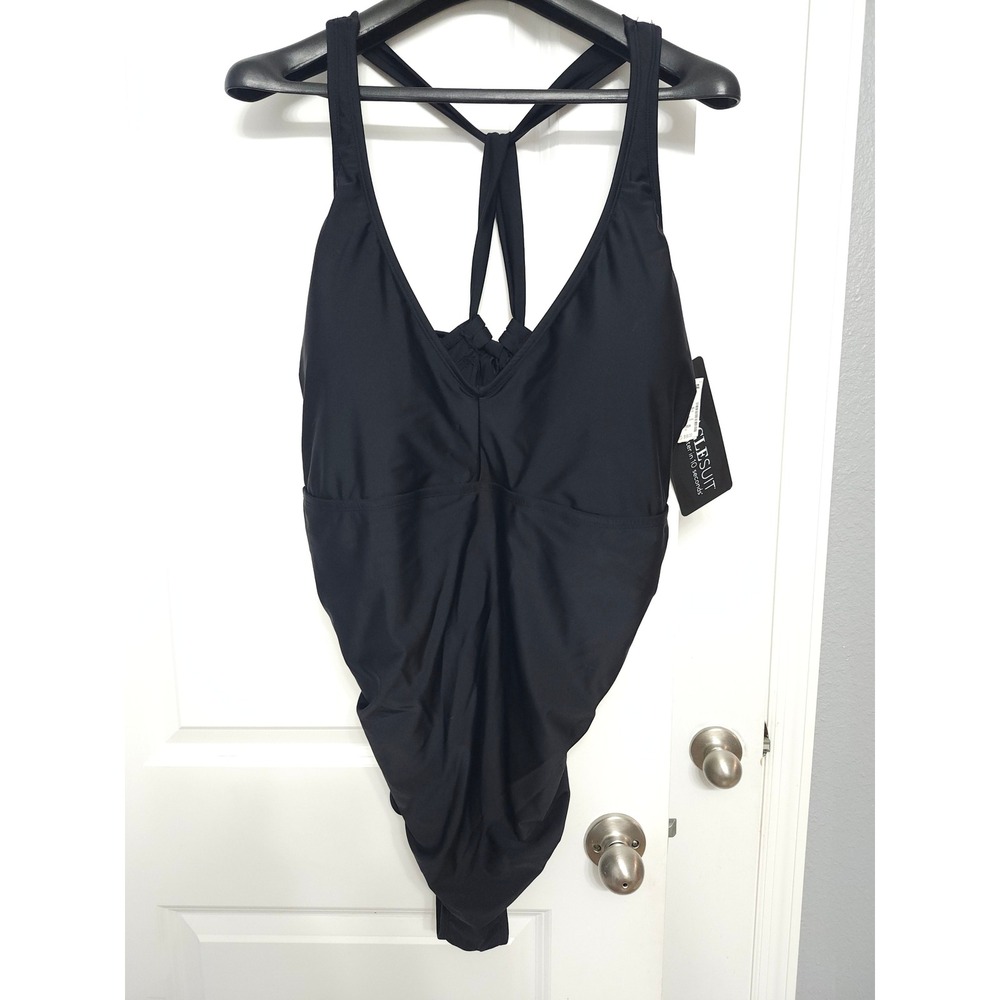 Miraclesuit Black‎ One Piece Swimsuit Style 5533091 Size 4X Ruffle Ruched